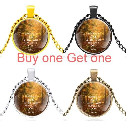 Classic Draw Near to God & He Will Draw Near You James Glass Dome Charm Pendant Necklace Men Women Jewelry Accessories Gifts