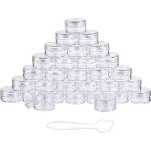 40pcs 10g Round Clear Plastic Jars Empty Cosmetic Containers with Screw Caps for Make Up Sample Bottle