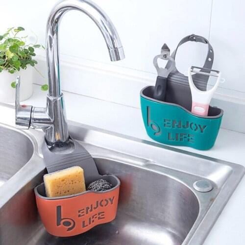 Kitchen Sink Shelf Soap Sponge Drain Rack Hanging Bag Portable Home Hanging Drain Bag Basket Kitchen Tools Bathroom Accessorie