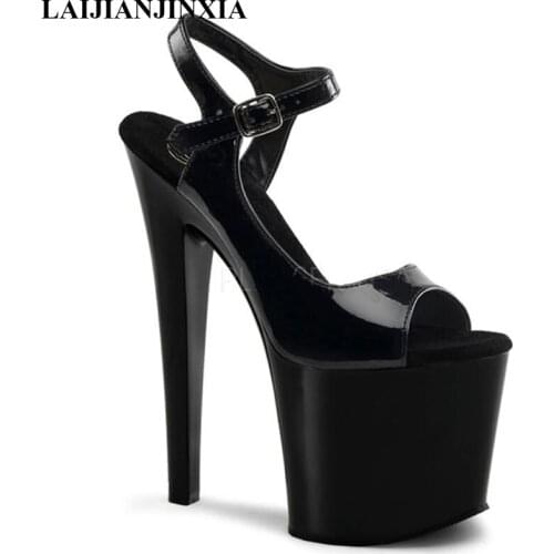LAIJIANJINXIA 2019 New Platform Sandals Ankle Strap Patent Leather Sandals Custom Color Kitten High Heels Summer Fashion Shoes