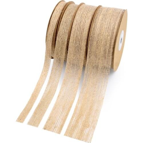 10Y/roll 10/15/25/38mm Natural Vintage Jute Burlap Ribbon Hemp Material Wed Party Home Gift Box Wrap Belt Decora Craft Floristry
