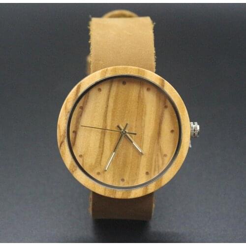 Minimal Style Olivewood Men Wood Watch Olive Wooden Gold Wristwatch