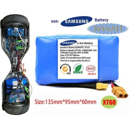 Genuine 36V Battery Packs 6000mAh 6.0Ah Rechargeable Lithium Ion Battery for Electric Self Balancing Scooter HoverBoard Unicycle