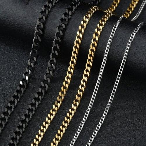 3mm to 7mm Cuban Link Necklace For Men Women Basic Punk Hip Hop Style Stainless Steel Fashion Metal Necklace Choker Jewelry Gift