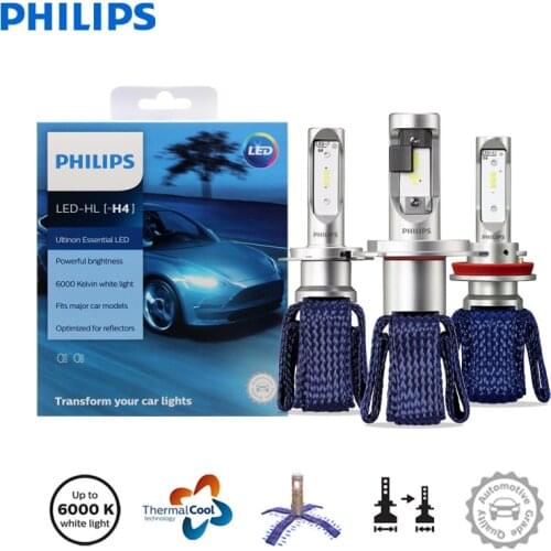 Philips Ultinon Essential LED H4 H7 H8 H11 H16 HB3 HB4 H1R2 9003 9005 9006 9012 12V UEX2 6000K Auto Headlight Fog Lamps (Twin)