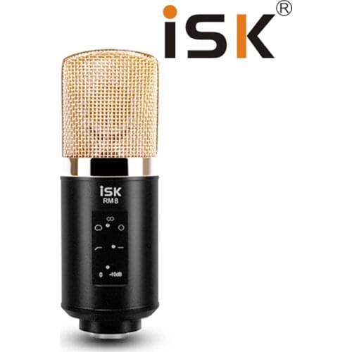 ISK RM-8 Professional Condenser Microphone System Shock Mount+POP Filter mic for Broadcasting and Recording with case package