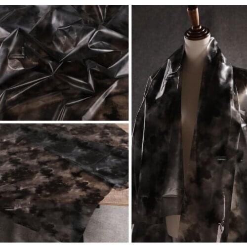 Transparent TPU/black-gray ink liquid film waterproof texture pattern fashion fabric