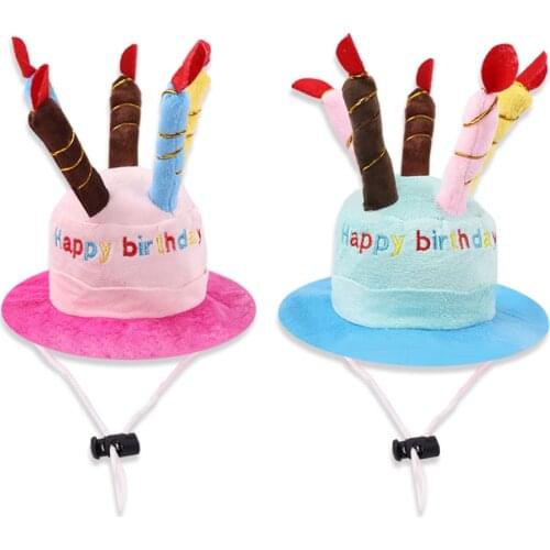 Cute Pets Dog Cats Birthday Caps Adjustable Corduroy Colorful Candles Small/Medium Dog Hat Puppy Cats Cosplay Costume Headwear