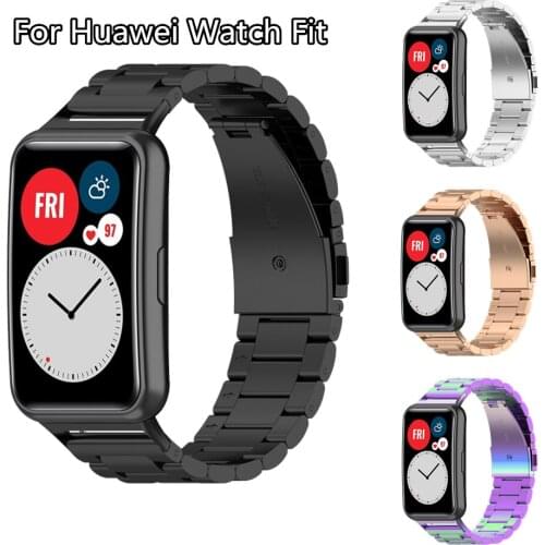 For Huawei Watch Fit Band Straps Stainless Steel Metal Bracelet Accessories For Huawei Fit Watch Replacement Wrist Strap Correa