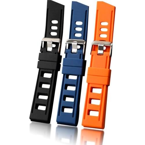 2020 New Arrival Mens Silicone Strap 20mm Black 22mm Watch Bands For Mechanical Watch Waterproof Silicone Replacement Strap