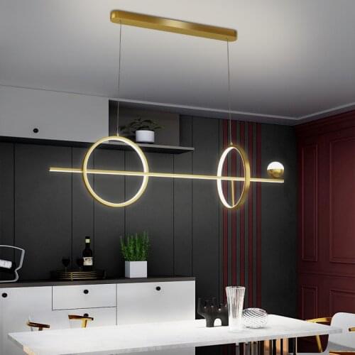 Nordic Luxury Pendant Lights Gold 2 Rings For Dining Table Dining Room Villa Pendant Lamps Simplicity Indoor Home Decorative