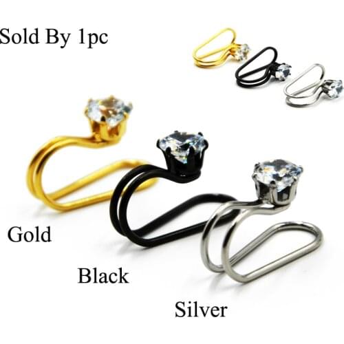 1Pc Stainless Steel Prong Set Zircon Ear Cuff Clip On Earring Tragus Cartilage Non Piercing Closure Rings Fake No Piercing