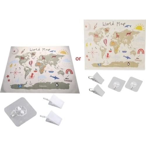 Nordic Educational Kids Room World Map Decoration Poster Nursery Art Canvas Wall Hanging Painting Picture