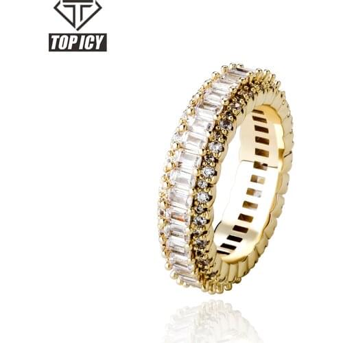 TOP ICY jewelry wholesale new brass cz hip hop iced out gold plated White gold mens diamond iced out rings baguette cz ring