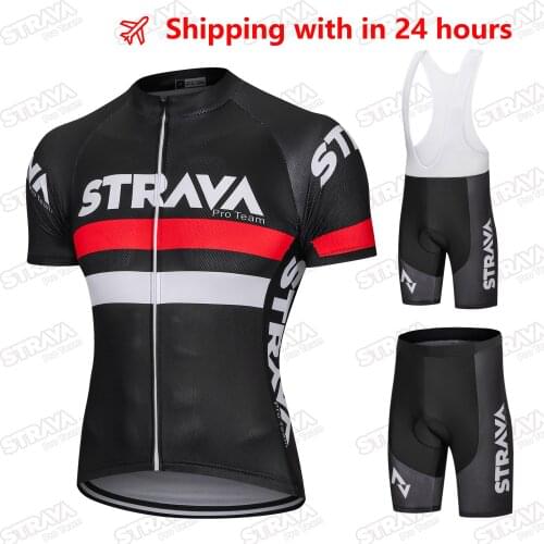 STRAVA pro team Cycling Jersey Men Set Bib Shorts Set 2021 Summer Mountain Bike Bicycle Suit Bicycle Racing Uniform Clothes