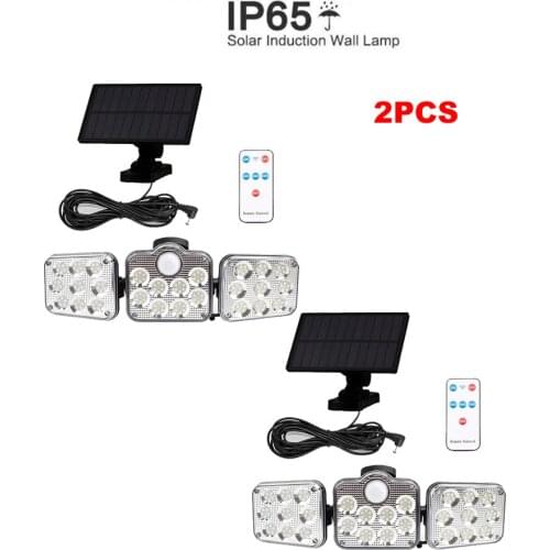 2pcs 138 led seperable remote Outdoor Solar Wall Lamp Emergency Security Solar Light PIR Motion Sensor Waterproof Light Garden P