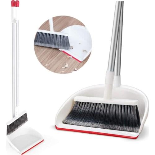 Cleanhome Broom and Dustpan with Eco Friendly Long Handle Set for Home Kitchen Classroom Office Interior Cleaning