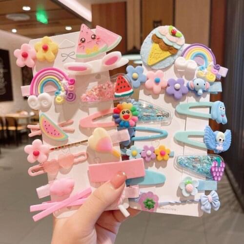 Childrens Hair Accessories Girls Bangs Hair Clip Simple Princess Broken Hair Small Clip Little Girl Cartoon Headdress Set
