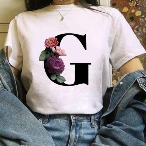 Women Tshirt Summer 26 English Alphabet Print female t-shirts Fashion Harajuku Casual Tops Tee Ladies Couples Female T-Shirt