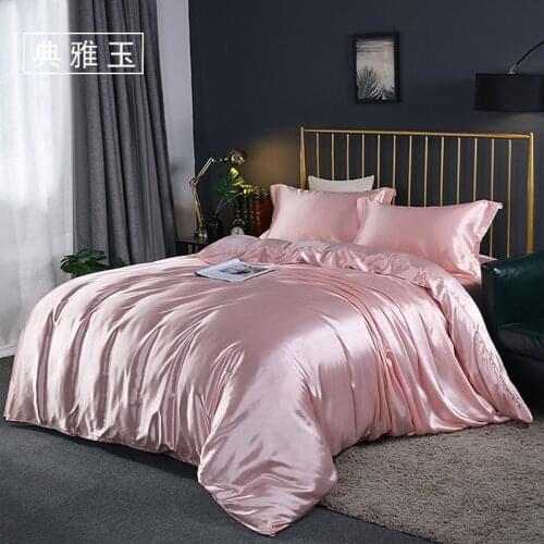 Hot Sale Double-sided Ice Silk Bedding Set Luxury Twin Queen King Imitation Silk 1 Duvet Cover 1Bed Sheet 2pieces Pillowcase