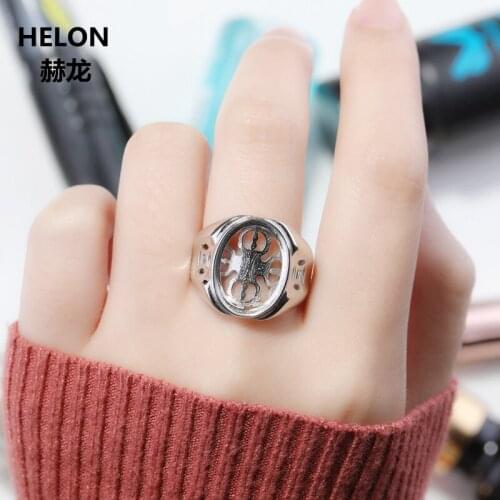 925 Sterling Silver Women Engagement Wedding Ring 13x17mm Oval Cabochon Semi Mount Ring fit Amber Opal Garnet Setting Wholesale