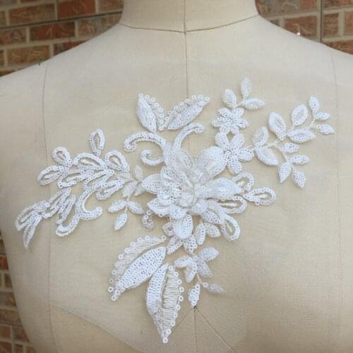 Multi-color stacked sequins lace exquisite Three-dimensional flower Embroidery Collar lace Decorative Clothes decals Accessories