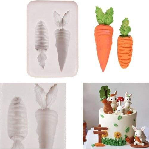 1pc Carrot Rabbit Shape Silicone Cake Decorating Mold, Chocolate Edible Gum Molds, Gumpaste Mold, Sugar Craft Kitchen Gadgets