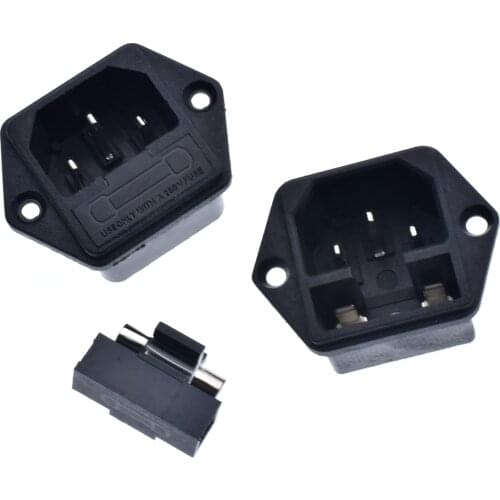 10pcs new Panel Mounted 3 Pin IEC 60320 C14 Inlet Male Power Plug 10A AC 250V w/ fuse holder