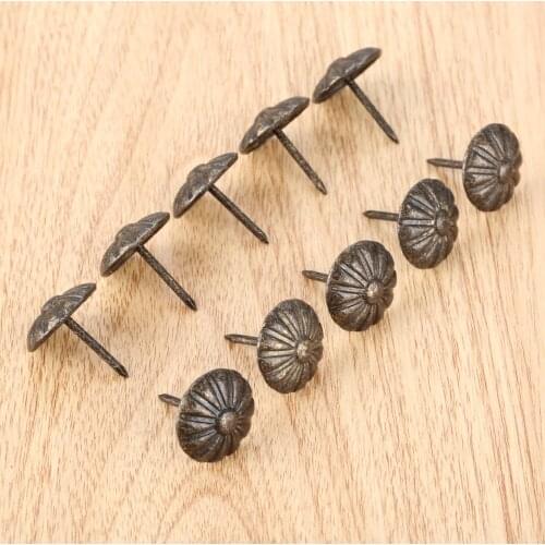 10Pcs Upholstery Nail Tachas Jewelry Gift Box Decorative Furniture Nails Tacks Stud Pushpin Antique Bronze 19*20mm