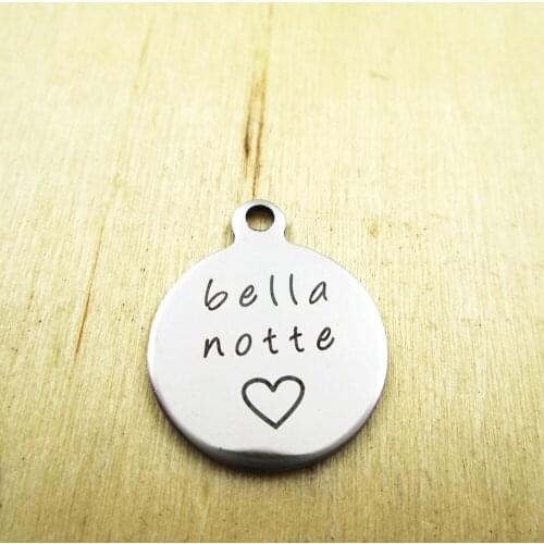 10pcs/lot-bella notte heart stainless steel charms - Laser Engraved - Customized - DIY Charms Pendants