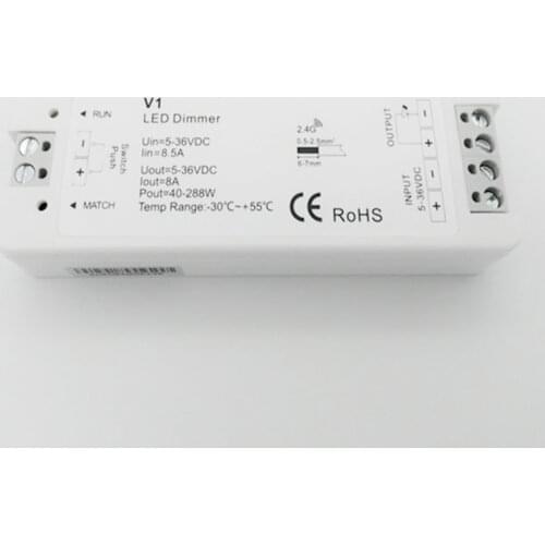 1CH*8A 5-36VDC CV Dimming Controller (Push Dim) V1 Led Dimmer 12V/24V V1 8A output Receiver for 5050 3528 Single color strip