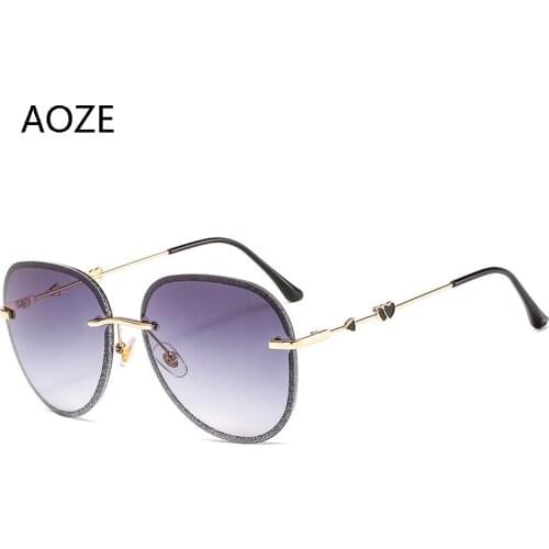 2020 Diamond Luxury Womens Rimless Sunglasses Female High Quality Imitation Rhinestones Gradient Color UV400 oculos feminino