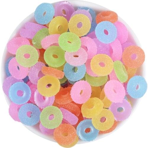 30Pcs 15mm Resin Frosted Soft Candy Donut Scrapbook DIY Craft Jewelry Hair Accessories Ornament Phone Shell Patch Arts Decor