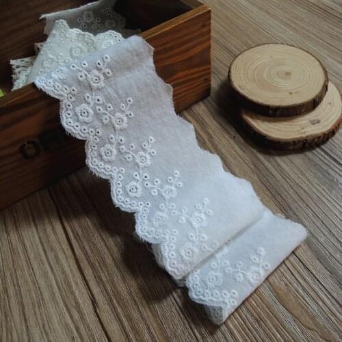 5Yard/Lot White Cotton Cloth Lace Trim Clothes Underwear Home wear Sleeves Neckline DIY Lace Fabric 6CM Wide Accessories