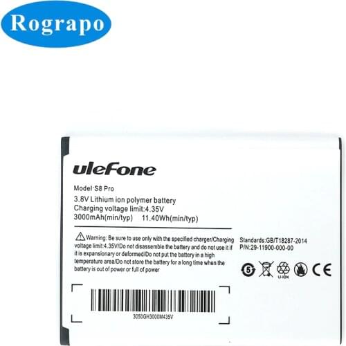 New 3000mAh Ulefone S8 / S8Pro Pro Replacement Battery 5.3inch MTK6737 MTK6580 Smart Phone Batteries Accumulator