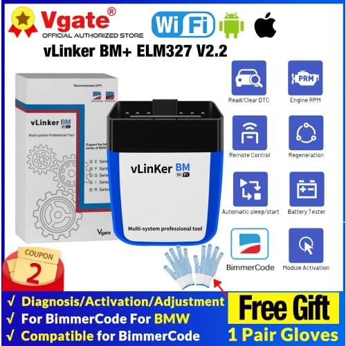 Vgate vLinker BM ELM327 V2.2 For BMW Scanner Bluetooth 4.0 wifi OBD 2 OBD2 Car Diagnostic tool ELM 327 Auto Tool For Bimmercode