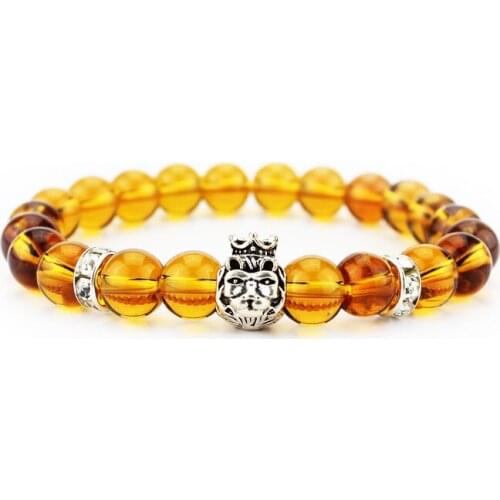 Explosion models Crown tiger head Beaded bracelets natural lava rock bracelets for men women jewelry gift wholesale