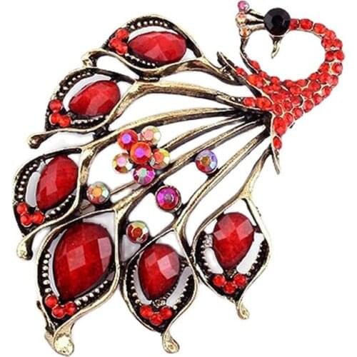Beautiful Rhinestone Gem Big Peacock Brooch Pin European and American Fashion Jewelry Brooch