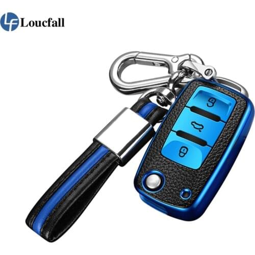 Leather+TPU Car Key Cover Case For Volkswagen VW POLO Tiguan Passat B5 B6 B7 Golf EOS Scirocco Jetta MK6 Accessories