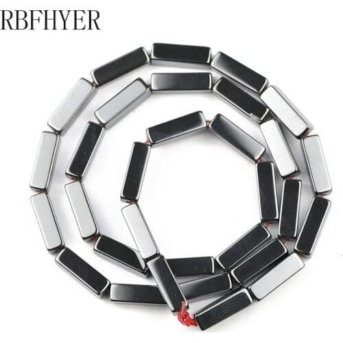 Natural stone black hematite beads rectangular Square cube shape spacer loose beads for jewelry making DIY bracelet earrings