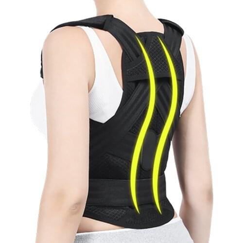 Black Posture Corrector Scoliosis Back Brace Spine Corset Shoulder Therapy Support Poor Posture Correction Belt Student Adult