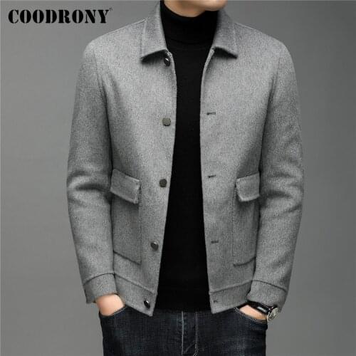 COODRONY Brand Autumn Winter Jacket Trench Soft Warm Wool Coat Men Clothing New Arrival Fashion Casual Overcoat Big Pocket C8102