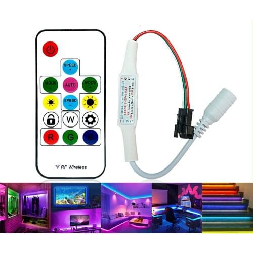 DC 12V LED RGB controller 14key mini WS 2812 b 2811 rgbw rgbww control remote for light SP103E 2835 5050 strip light magic home