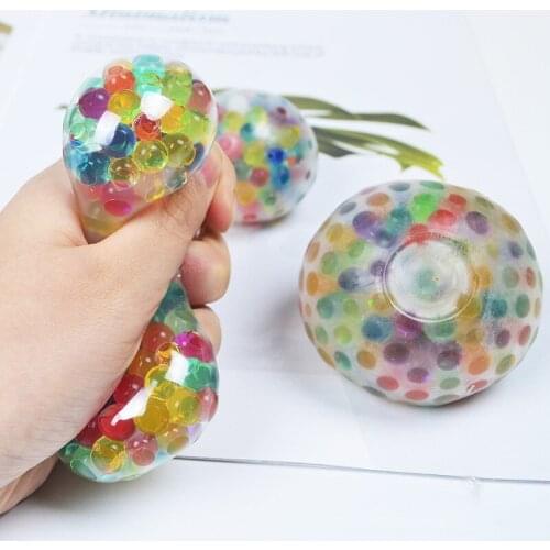 Spongy Rainbow Ball Toy Hot Sale Spongy Bead Stress Ball Toy Squeezable Stress Toy Stress Relief Ball No Stress Toys