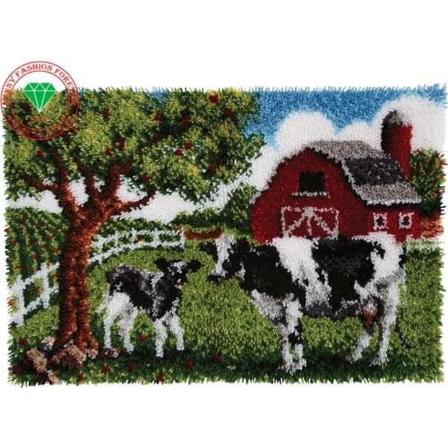 Unfinished Crocheting Rug Yarn Cushion Embroidery Carpet Cartoon Bear DIY Mat Needlework Kit Latch Hook Rug Kit Wool for felting