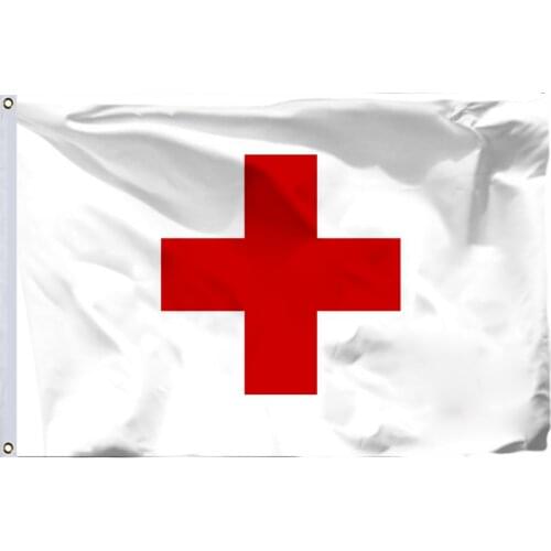 Red Cross Flag 150X90cm (3x5FT) 120g 100D Polyester Double Stitched High Quality Free Shipping