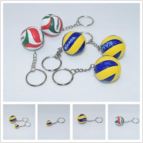 Fashion Leather Volleyball Keychain for Men Women Personalized Mini PVC Volleyball for Bag Car Keychain Jewelry