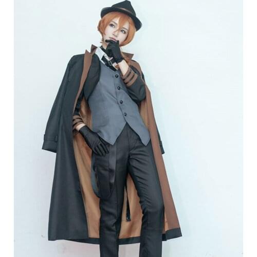 Men Detective Uniforms Noble Palace Party Outfits Nakahara Chuya Japanese Anime Stray Dogs Cosplay Costume British Style Jackets