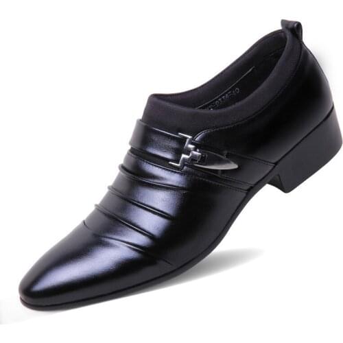 2020 Men Formal Pointed Toe Leather Business Shoes Loafers Brand Wedding Dress Oxford Shoes For Men Classic Black Office Shoes