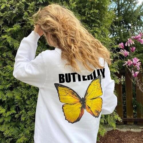 2021 New Autumn Womens Hoodie Hot Style Butterfly Pattern Printing Oversized Hoodie Long Sleeve Loose Womens Streetwear Top